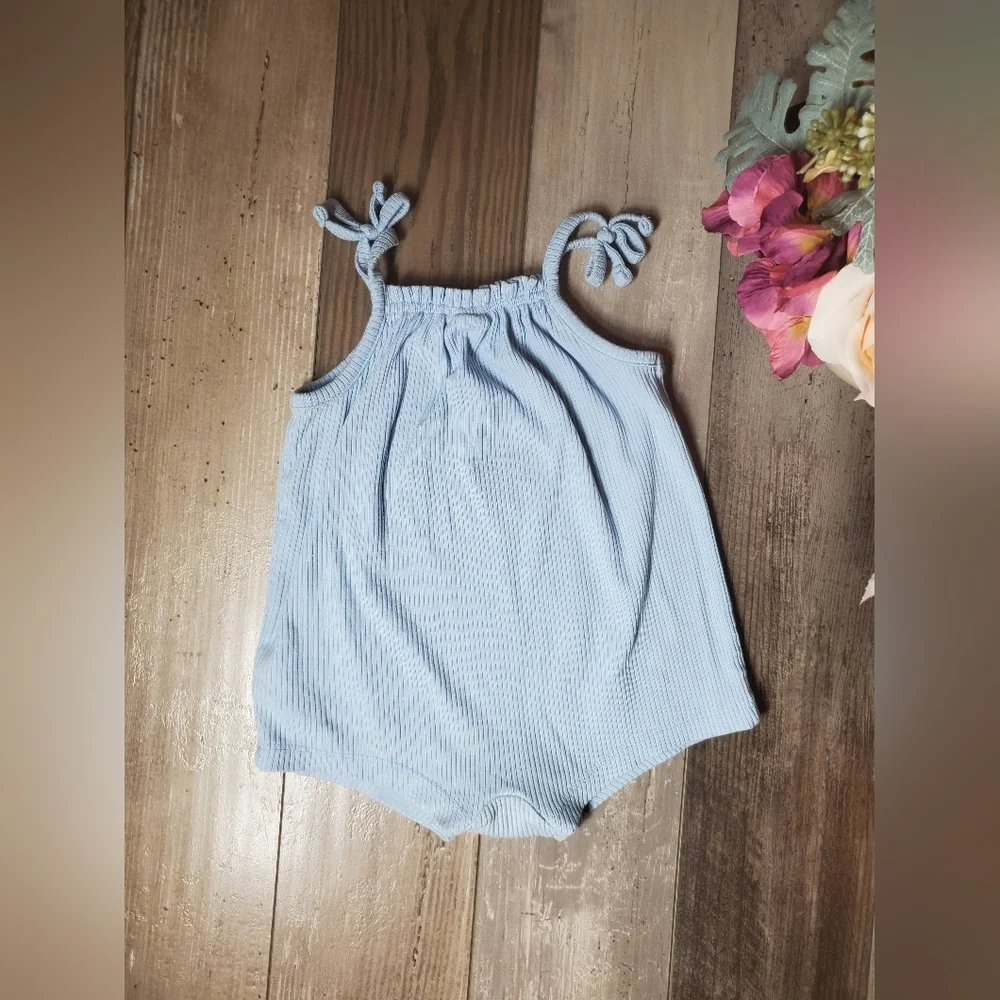 Old Navy Blue Ribbed Baby Girl Romper Size 6-12m NWOT
